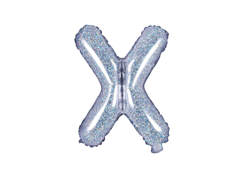 Ballon aluminium lettre X argenté à paillettes