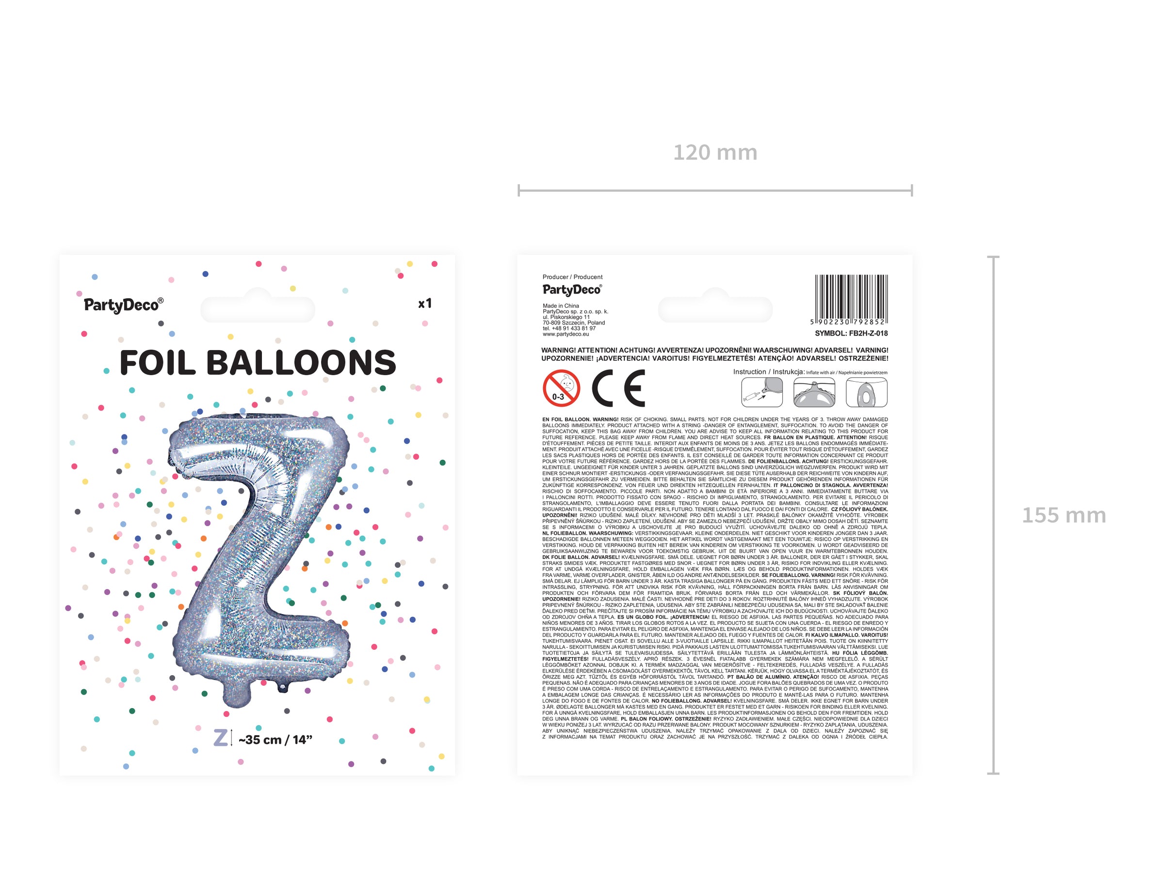 Ballon aluminium lettre Z argenté à paillettes