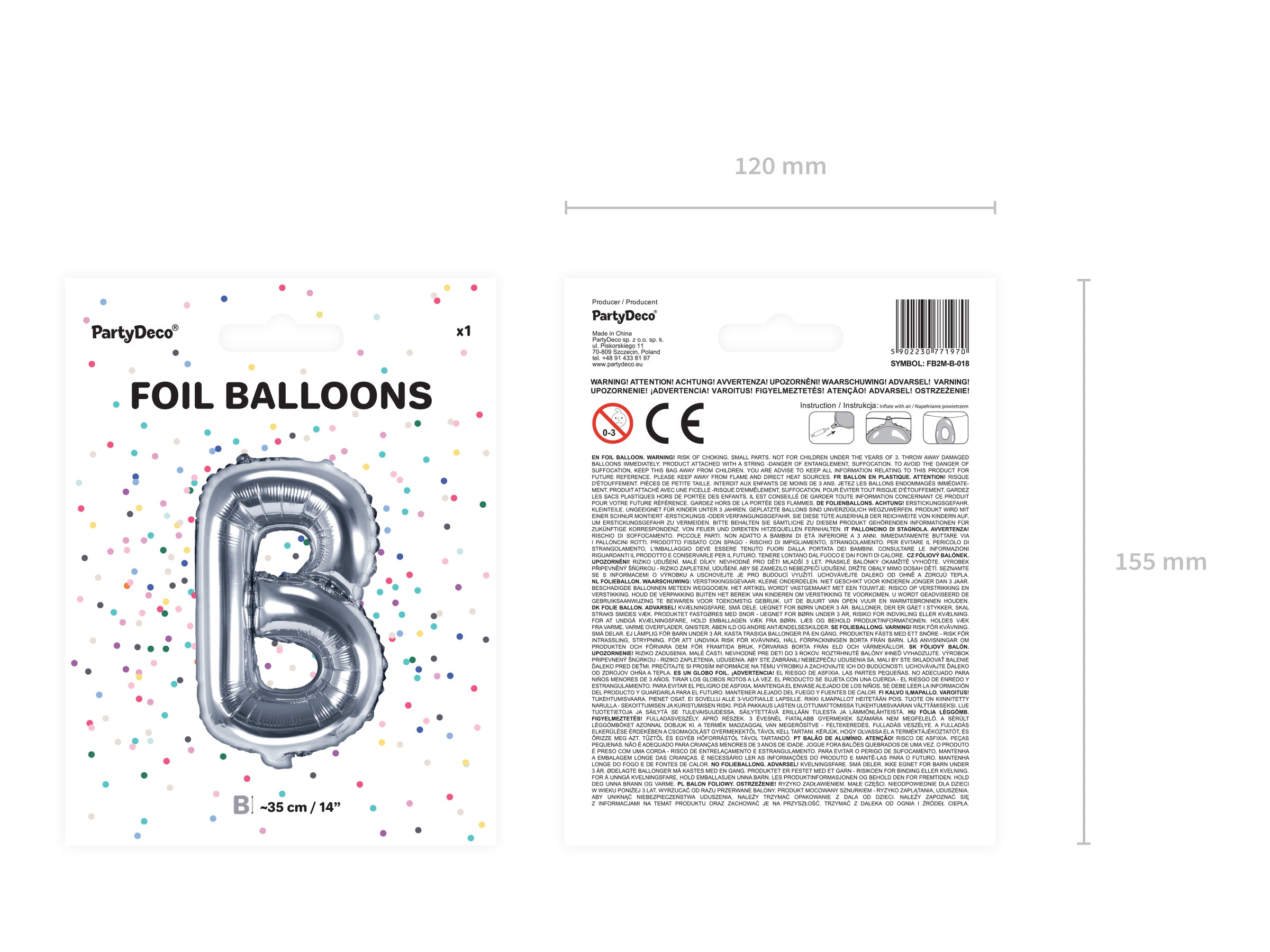 Ballon aluminium lettre B argenté (35cm)