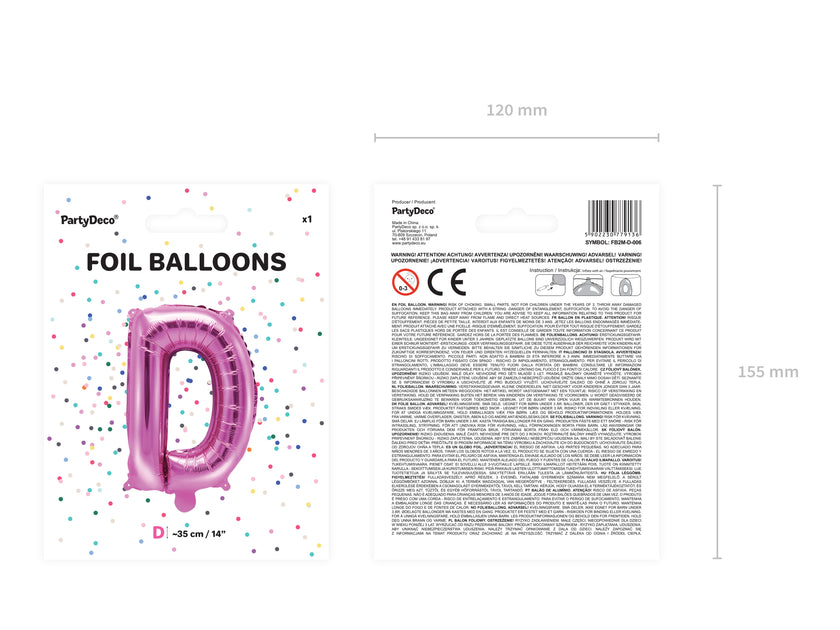 Ballon aluminium lettre D rose foncé