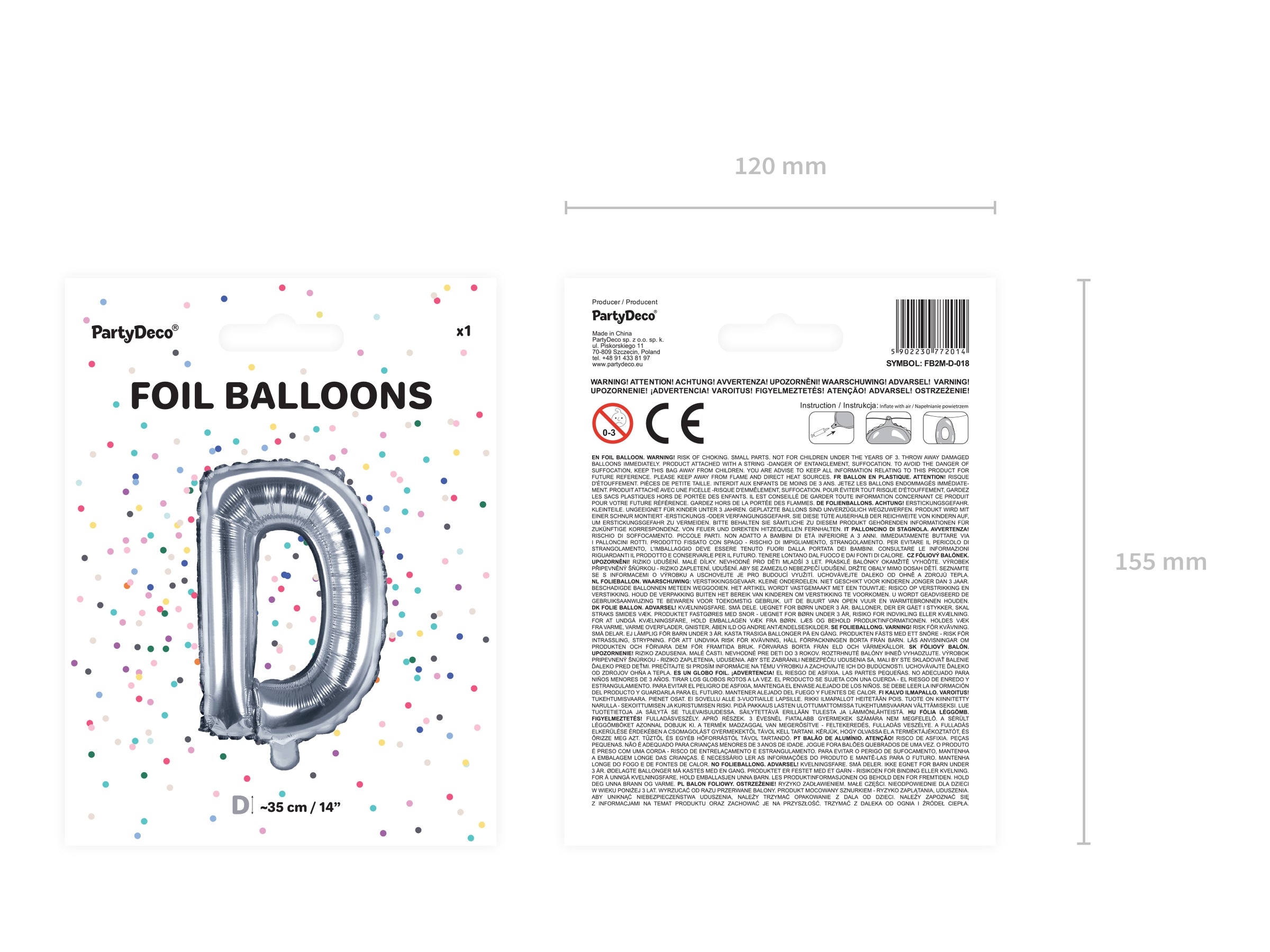 Ballon aluminium lettre D argenté