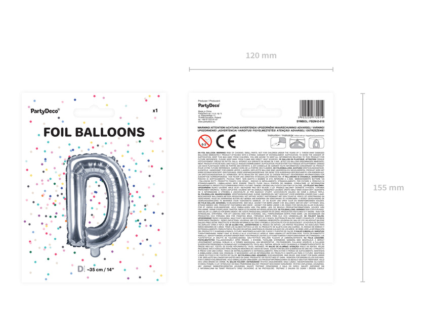 Ballon aluminium lettre D argenté