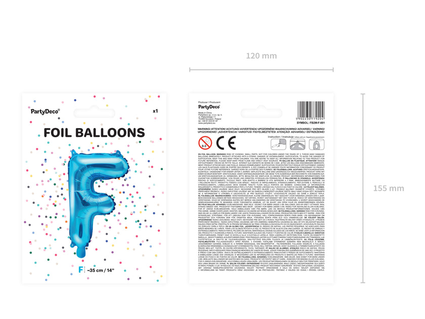 Ballon aluminium lettre F bleu (35cm)