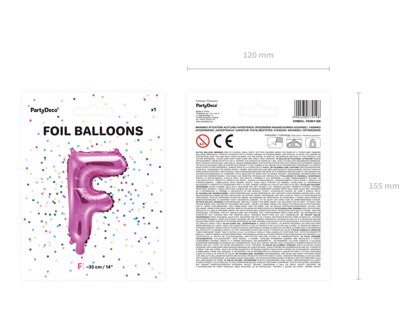 Ballon aluminium lettre F rose foncé (35cm)