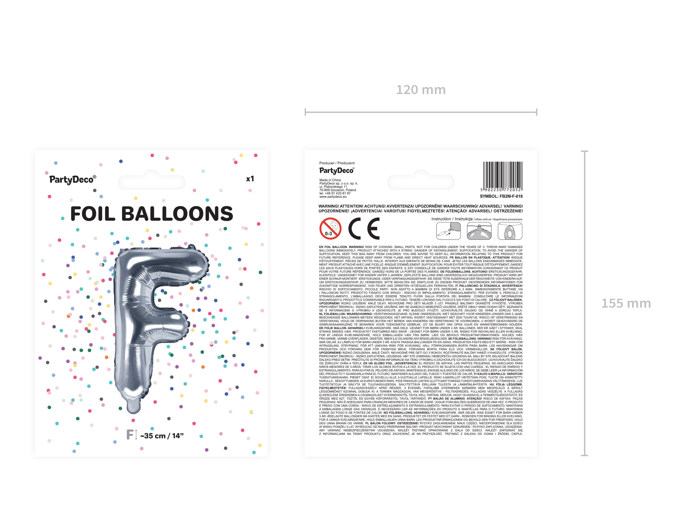 Ballon aluminium lettre F argenté (35cm)
