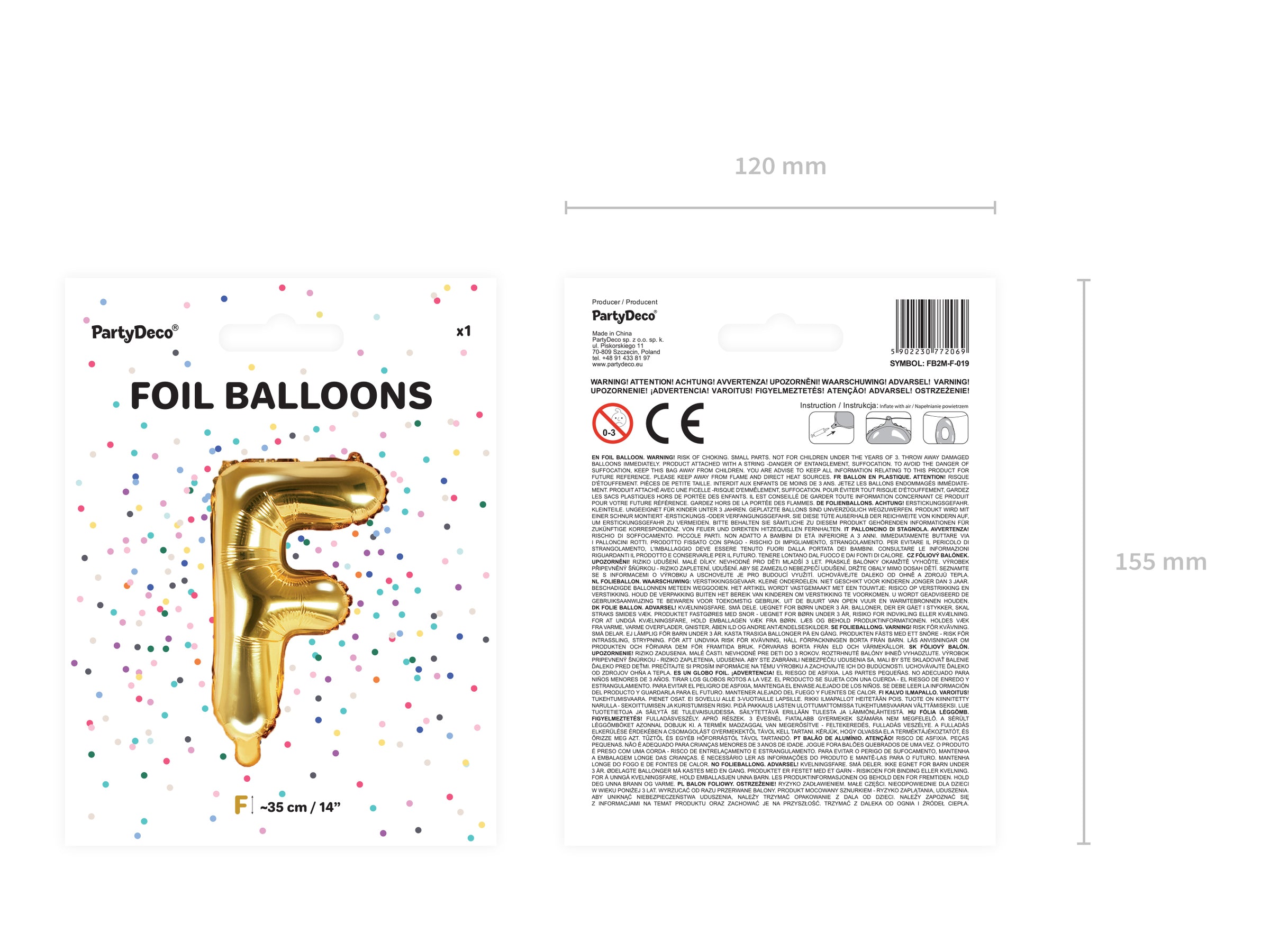 Ballon aluminium lettre F doré