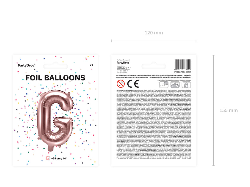 Ballon aluminium lettre G rose gold