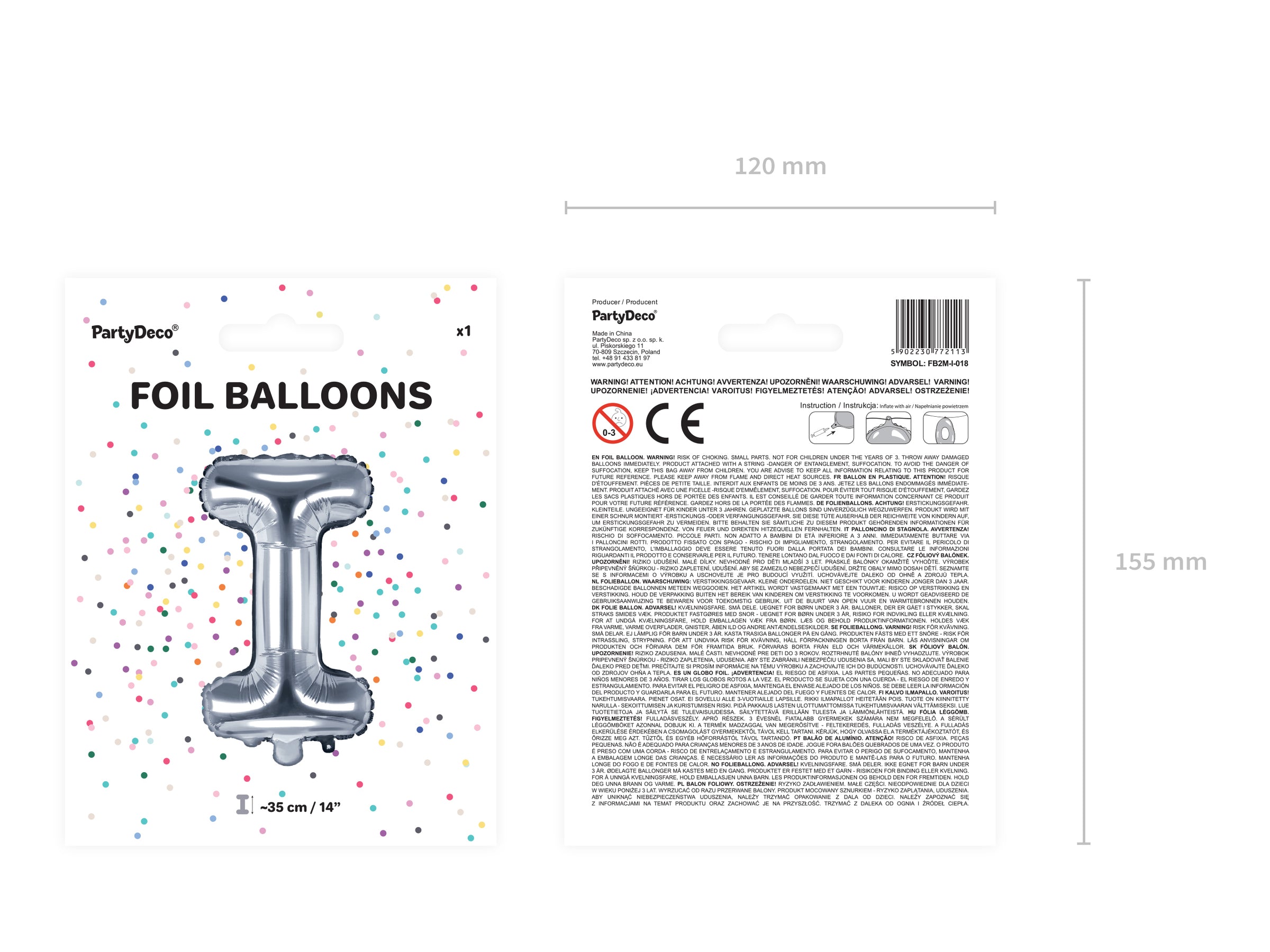Ballon aluminium lettre I argenté