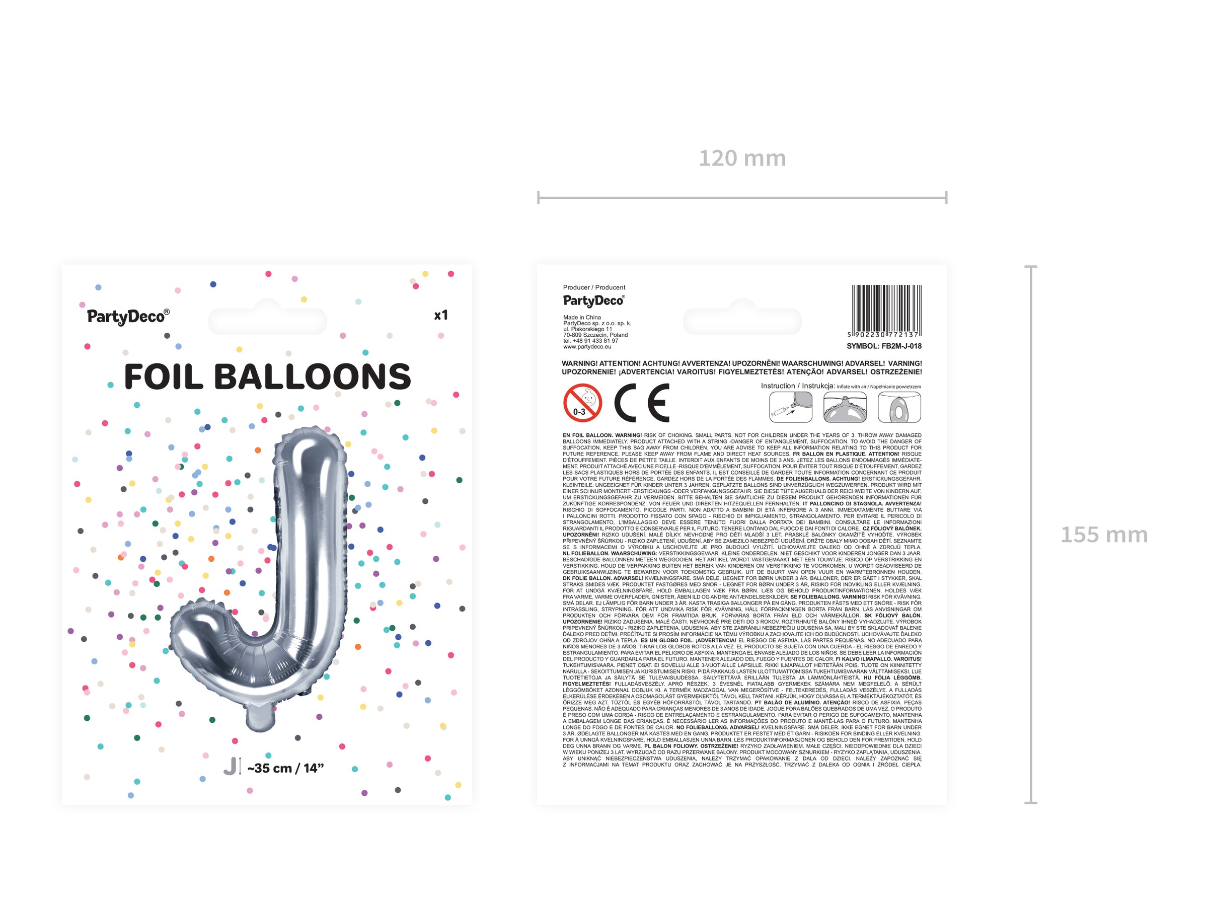 Ballon aluminium lettre J argenté