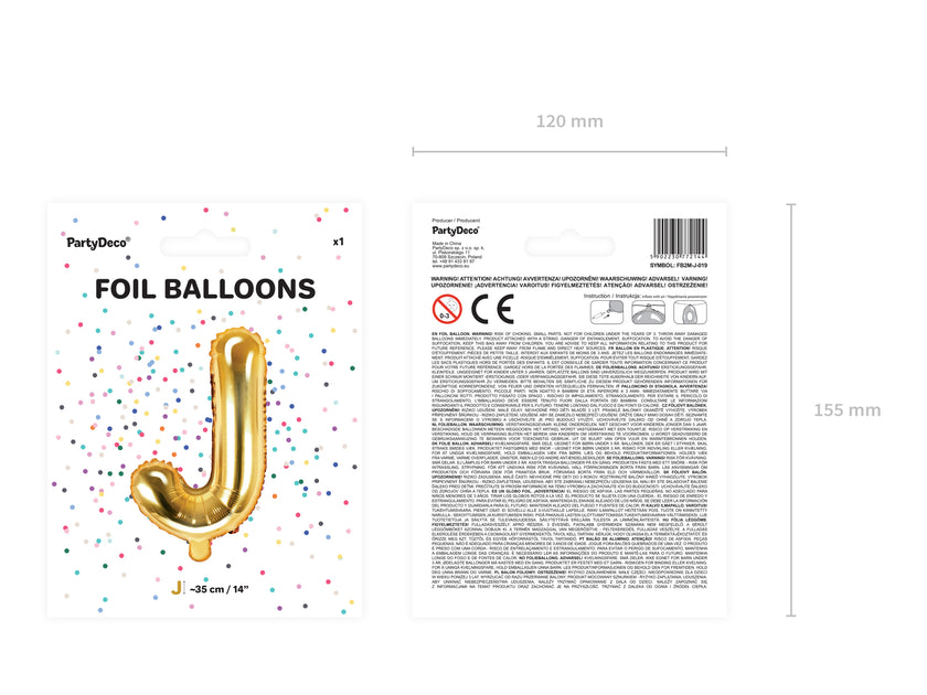 Ballon aluminium lettre J doré