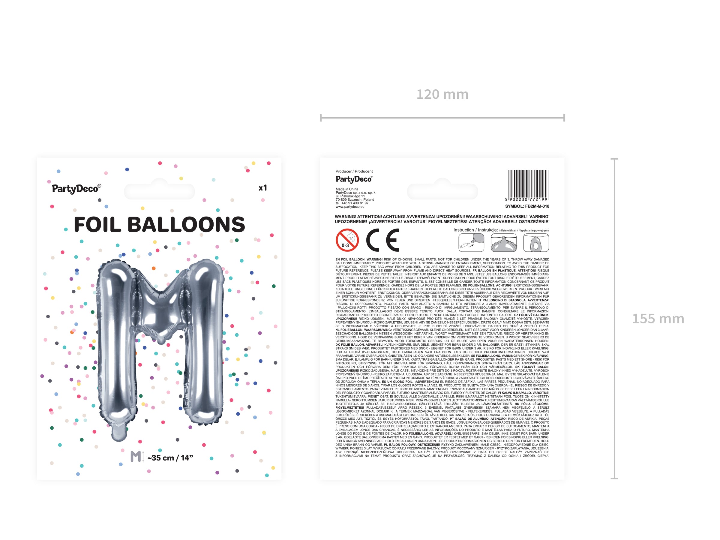 Ballon aluminium lettre M argenté