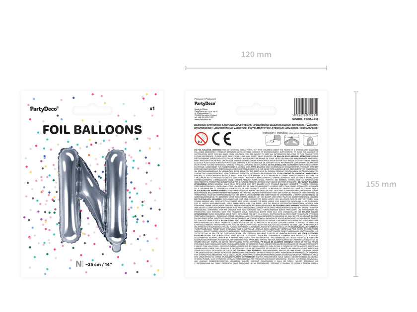 Ballon aluminium lettre N argenté