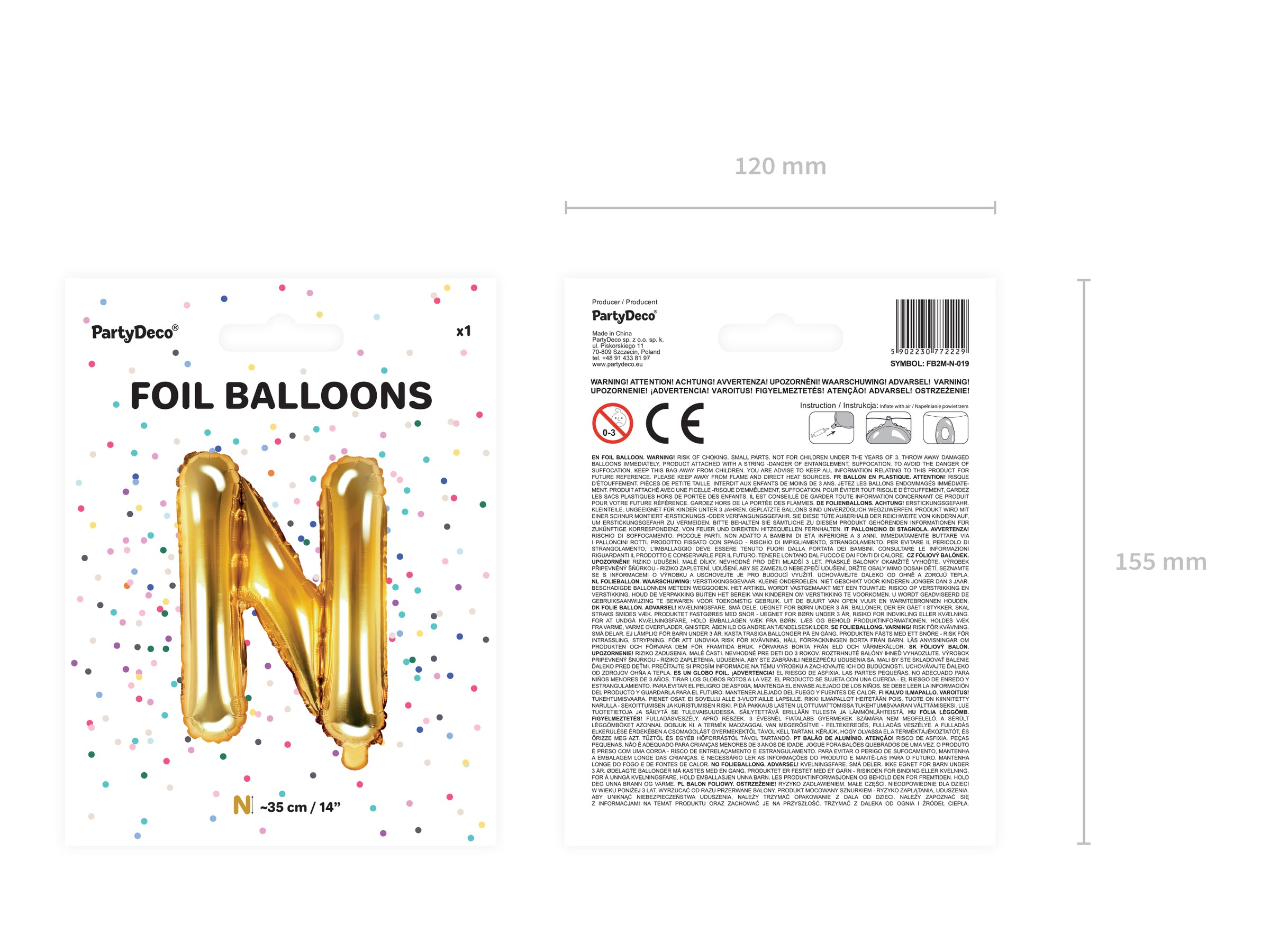 Ballon aluminium lettre N doré