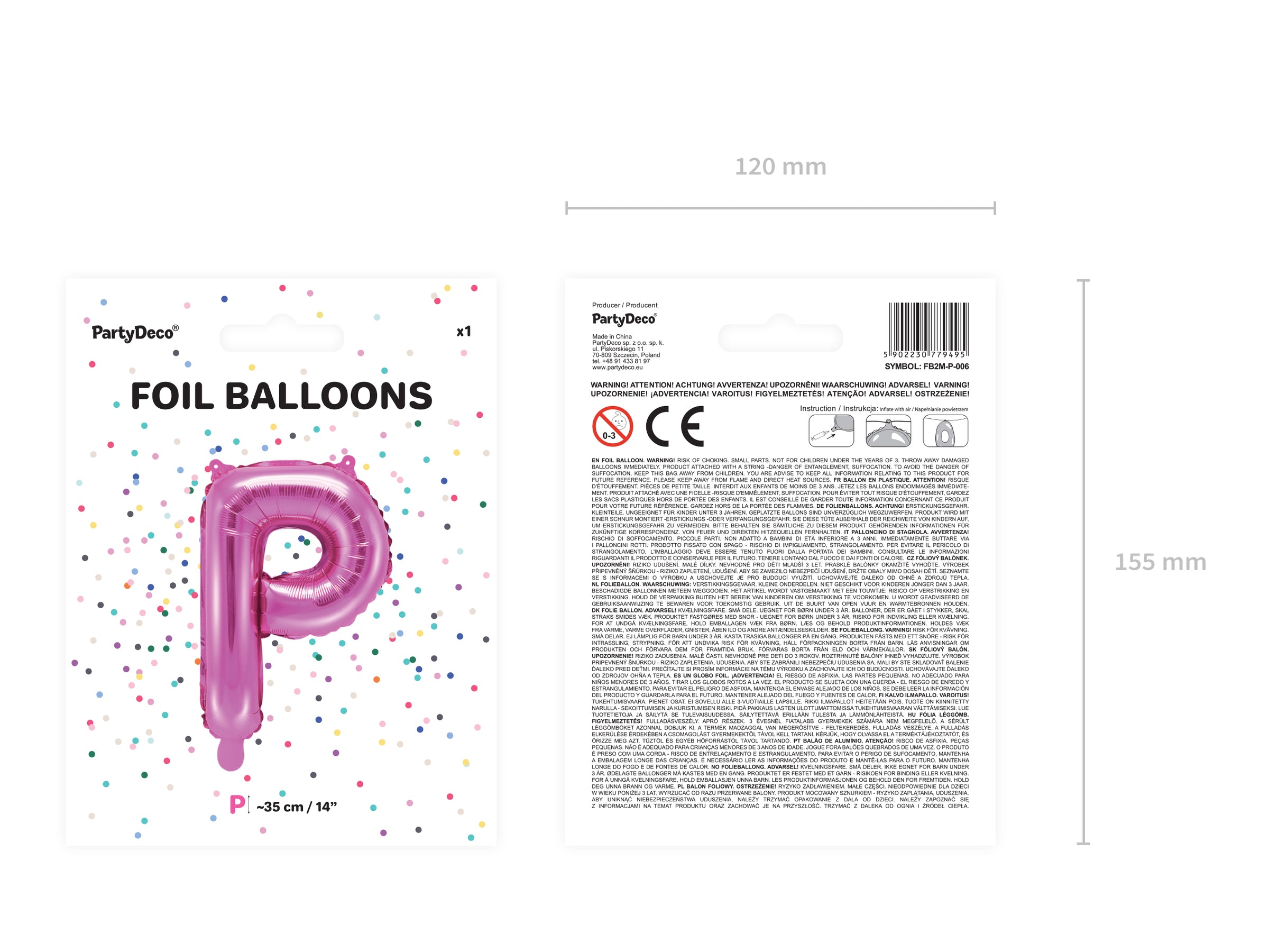 Ballon aluminium lettre P rose foncé