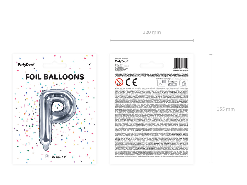 Ballon aluminium lettre P argenté