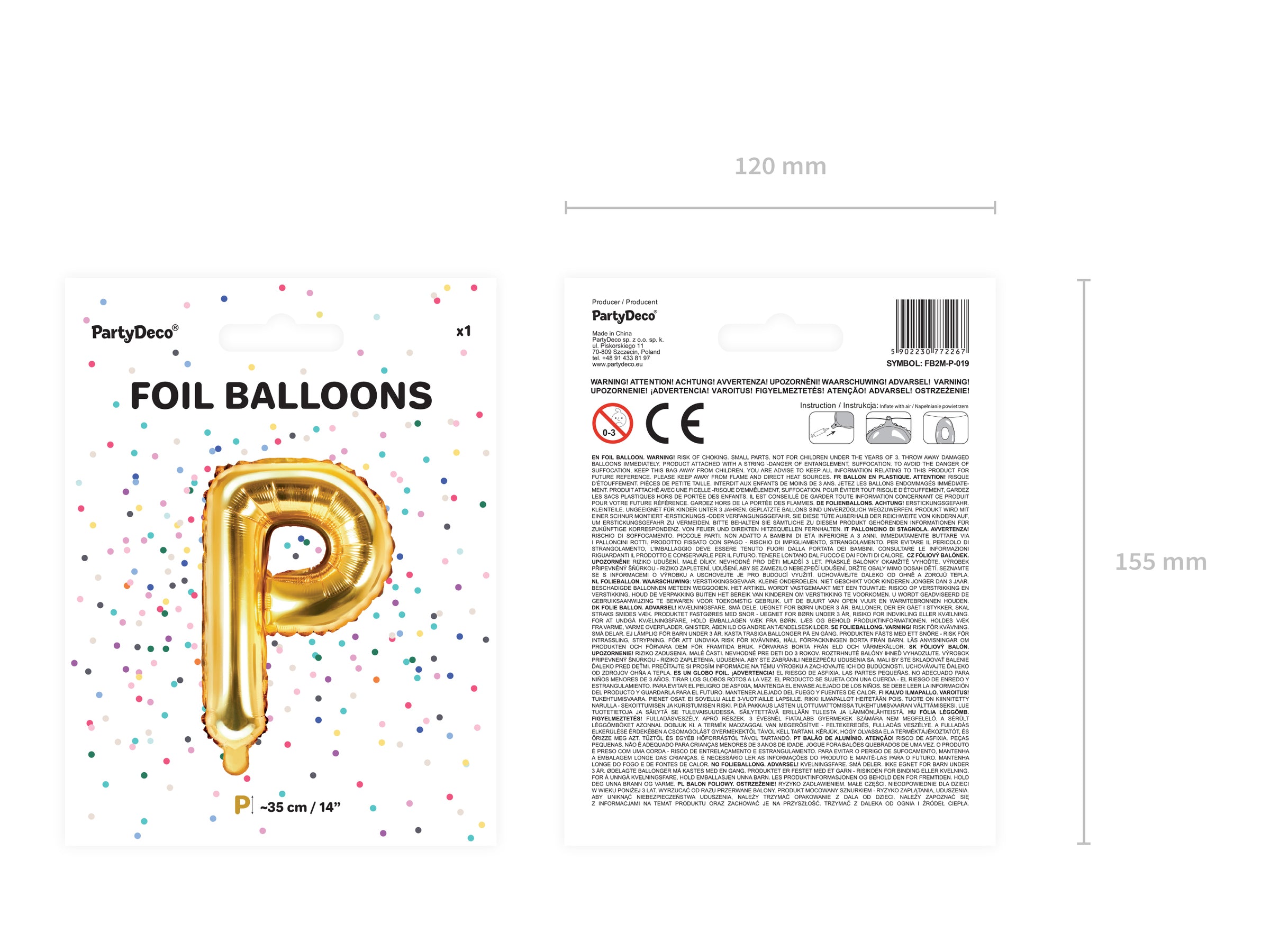 Ballon aluminium lettre P doré