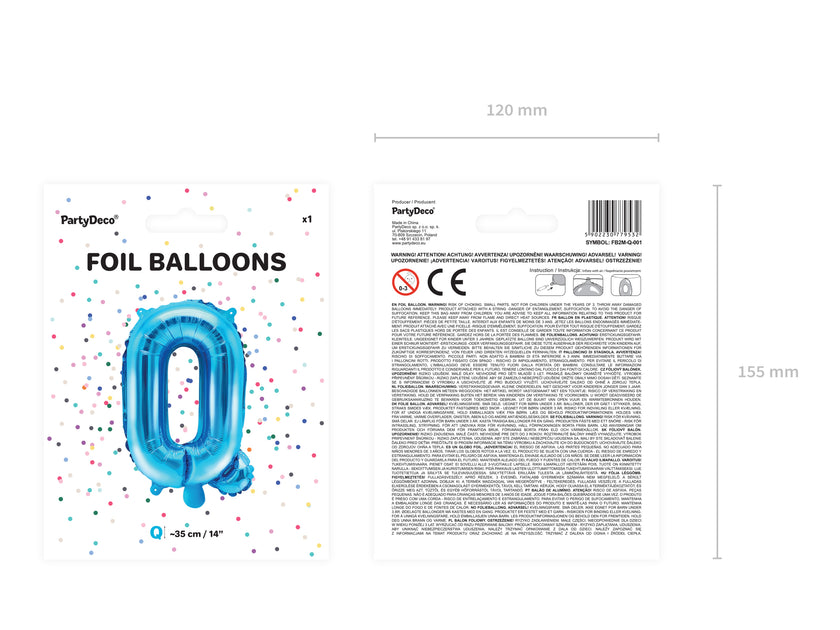 Ballon aluminium lettre Q bleu