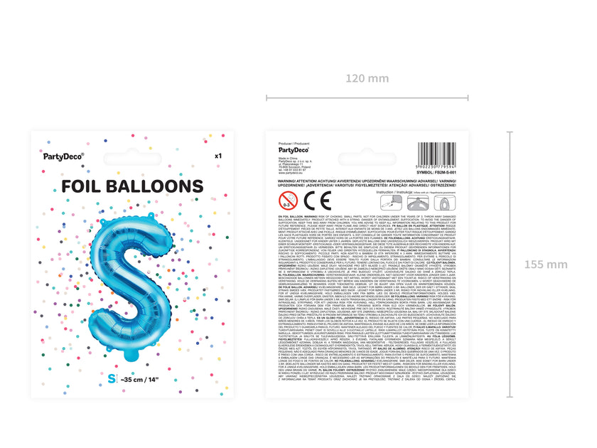 Ballon aluminium lettre S bleu