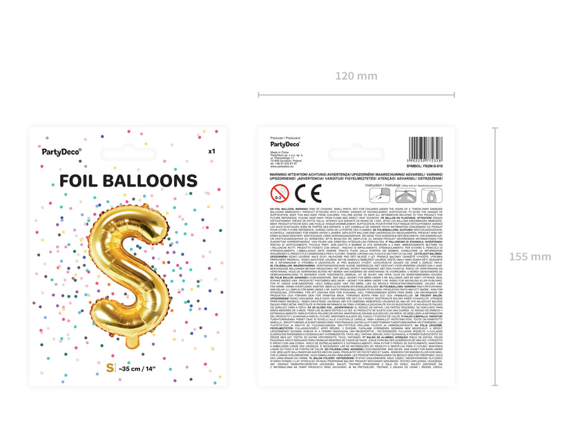 Ballon aluminium lettre S doré