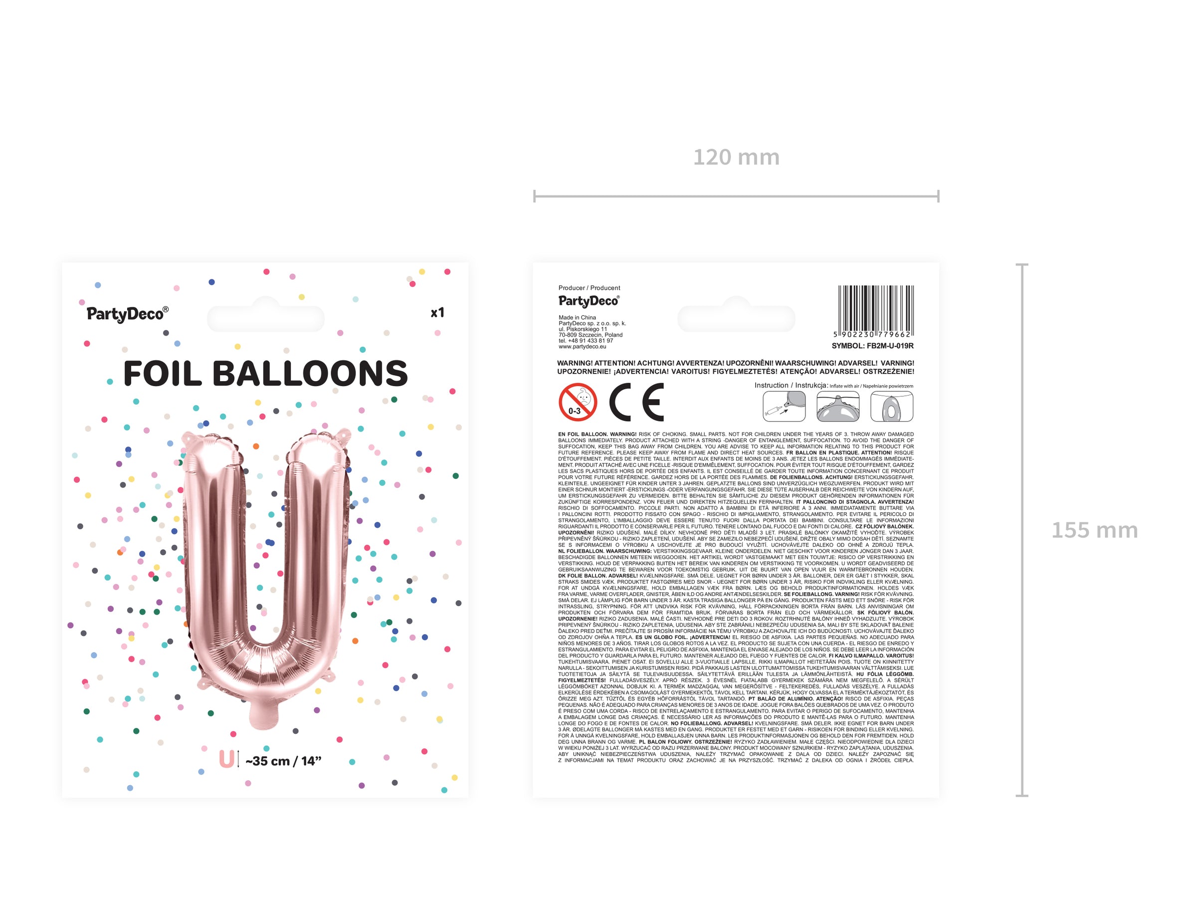 Ballon aluminium lettre U rose gold (35cm)