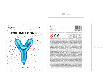 Ballon aluminium lettre Y bleu (35cm)