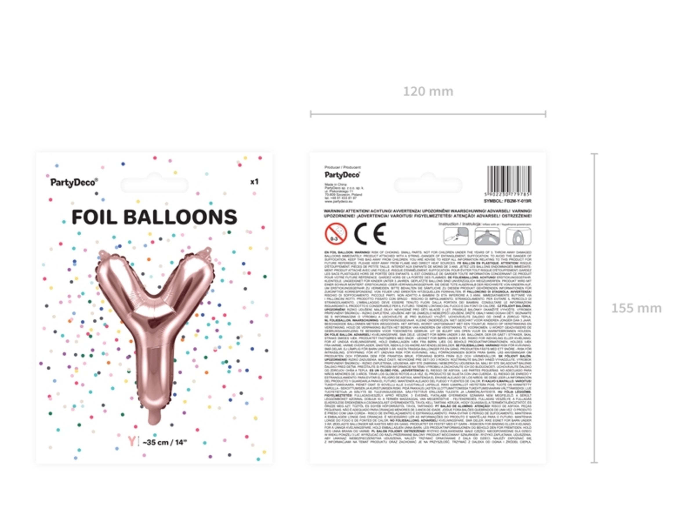 Ballon aluminium lettre Y rose gold (35 cm)