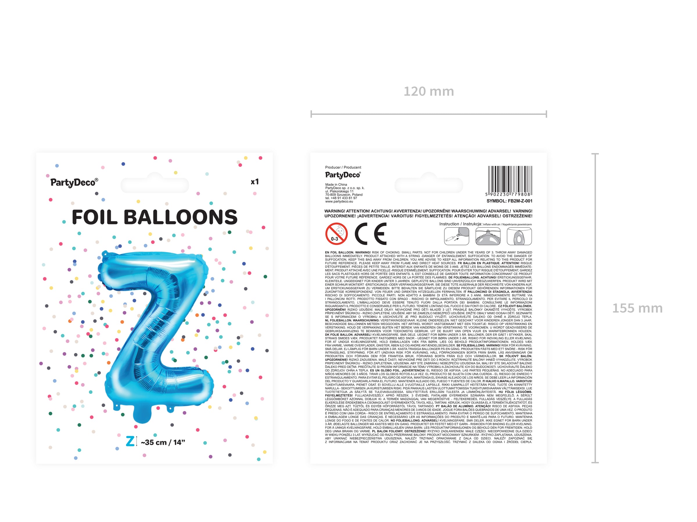 Ballon aluminium lettre Z bleu (35 cm)
