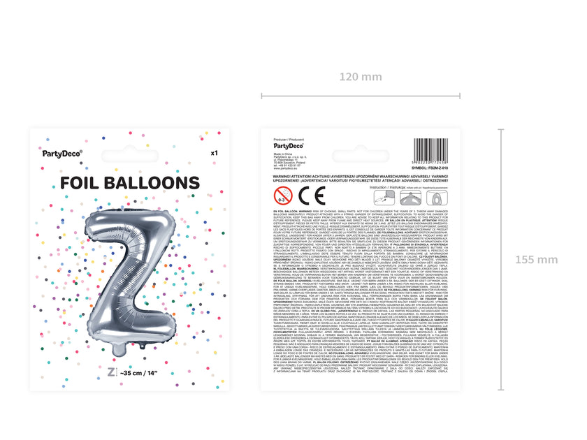 Ballon aluminium lettre Z argenté (35 cm)
