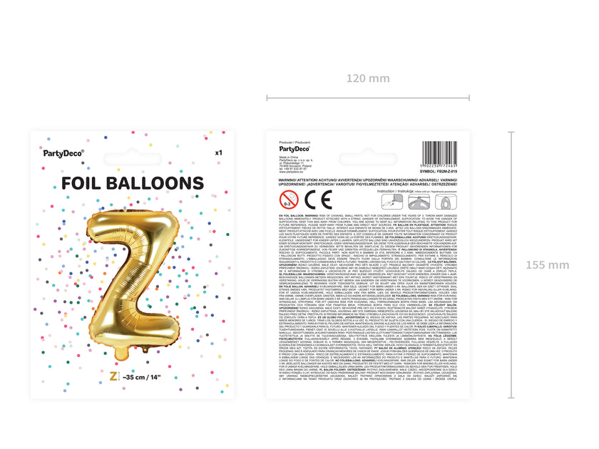Ballon aluminium lettre Z doré (35 cm)