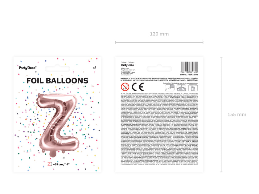 Ballon aluminium lettre Z rose gold (35 cm)