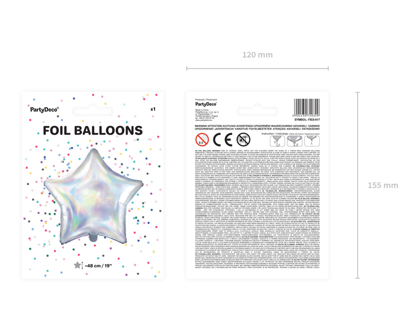 Ballon aluminium en forme d'étoile iridescente