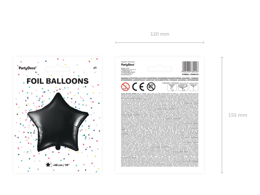 Ballon aluminium en forme d'étoile noir