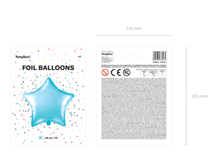Ballon aluminium en forme d'étoile bleu ciel