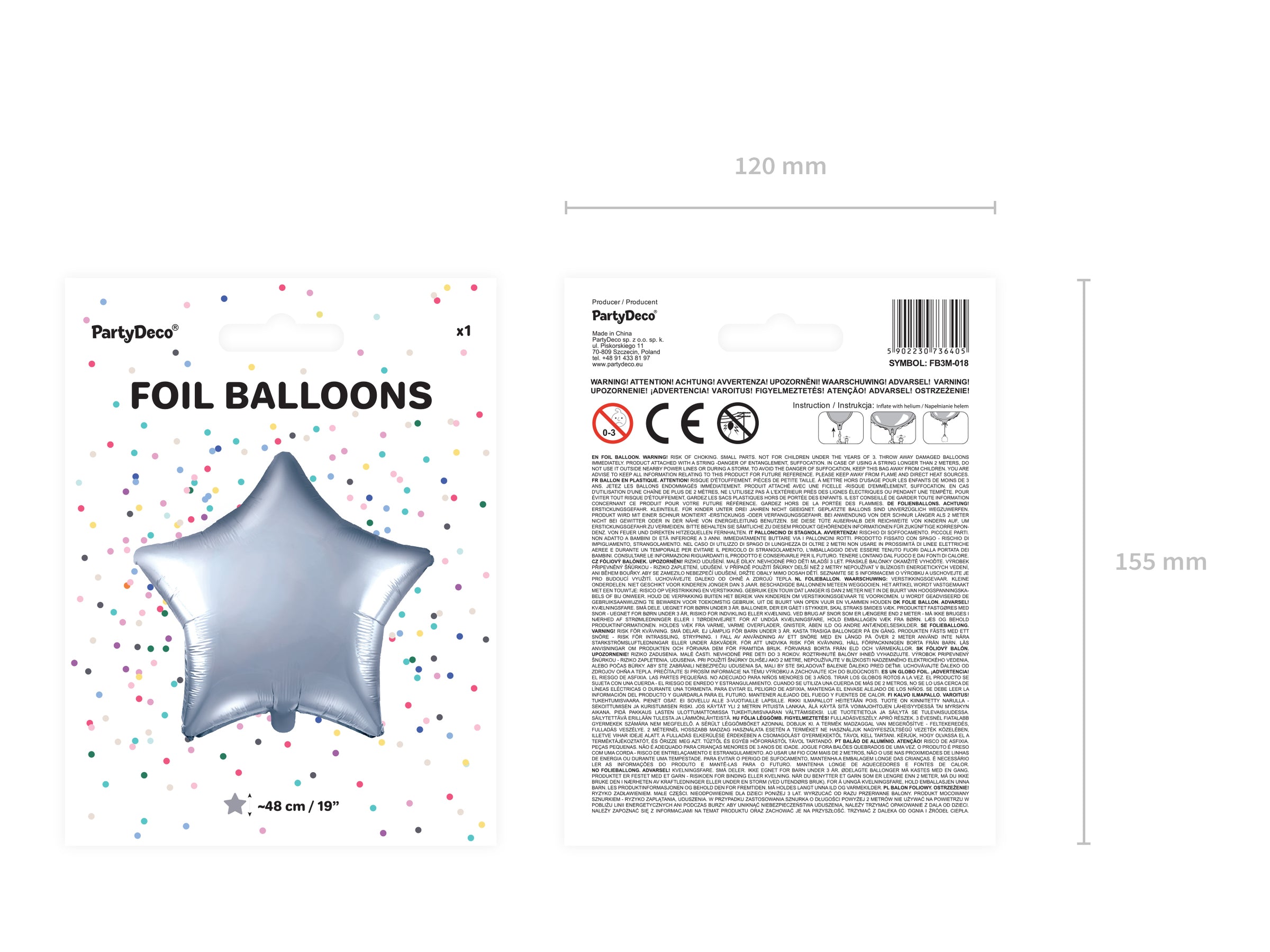 Ballon aluminium en forme d'étoile argenté