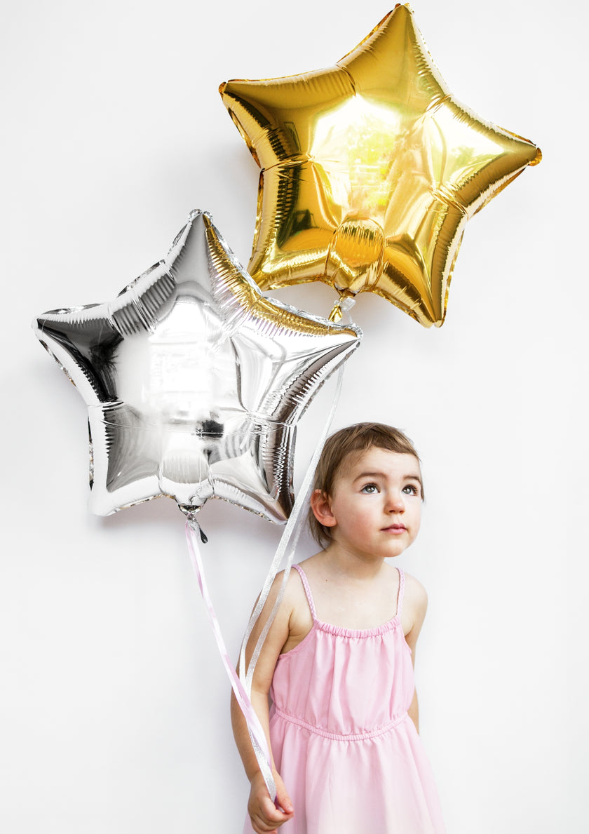 Ballon aluminium en forme d'étoile argenté