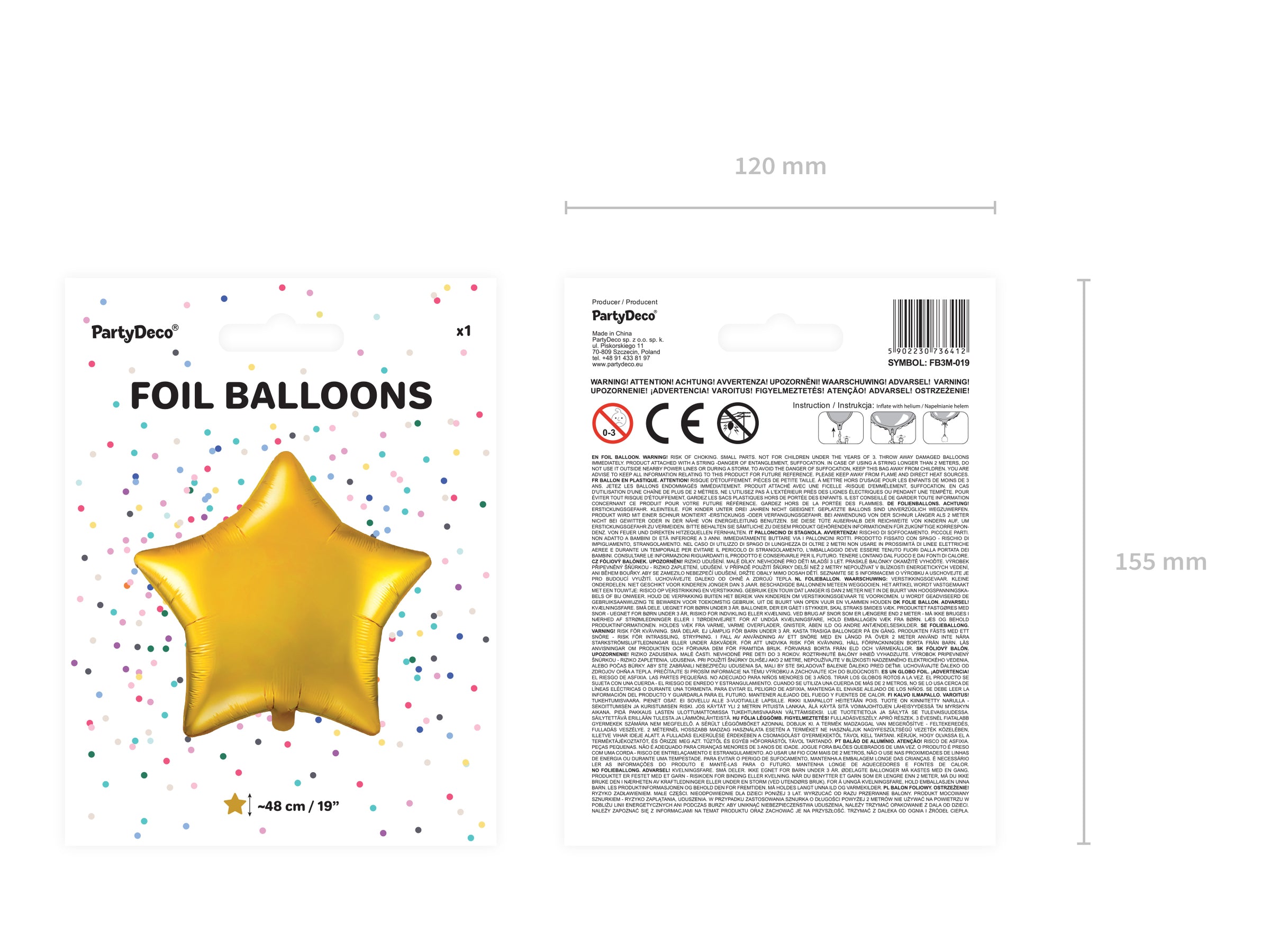 Ballon aluminium en forme d'étoile doré