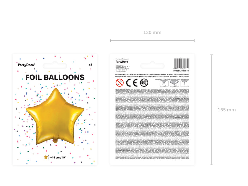 Ballon aluminium en forme d'étoile doré