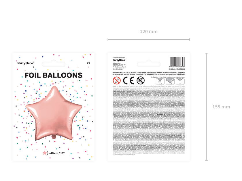 Ballon aluminium en forme d'étoile rose gold