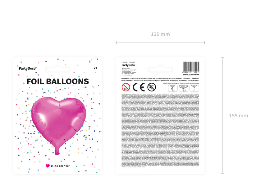 Ballon aluminium en forme de coeur rose foncé