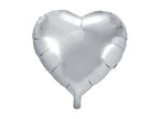 Ballon aluminium 45 cm en forme de cœur argenté