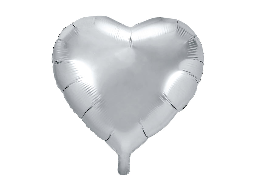 Ballon aluminium 45 cm en forme de cœur argenté