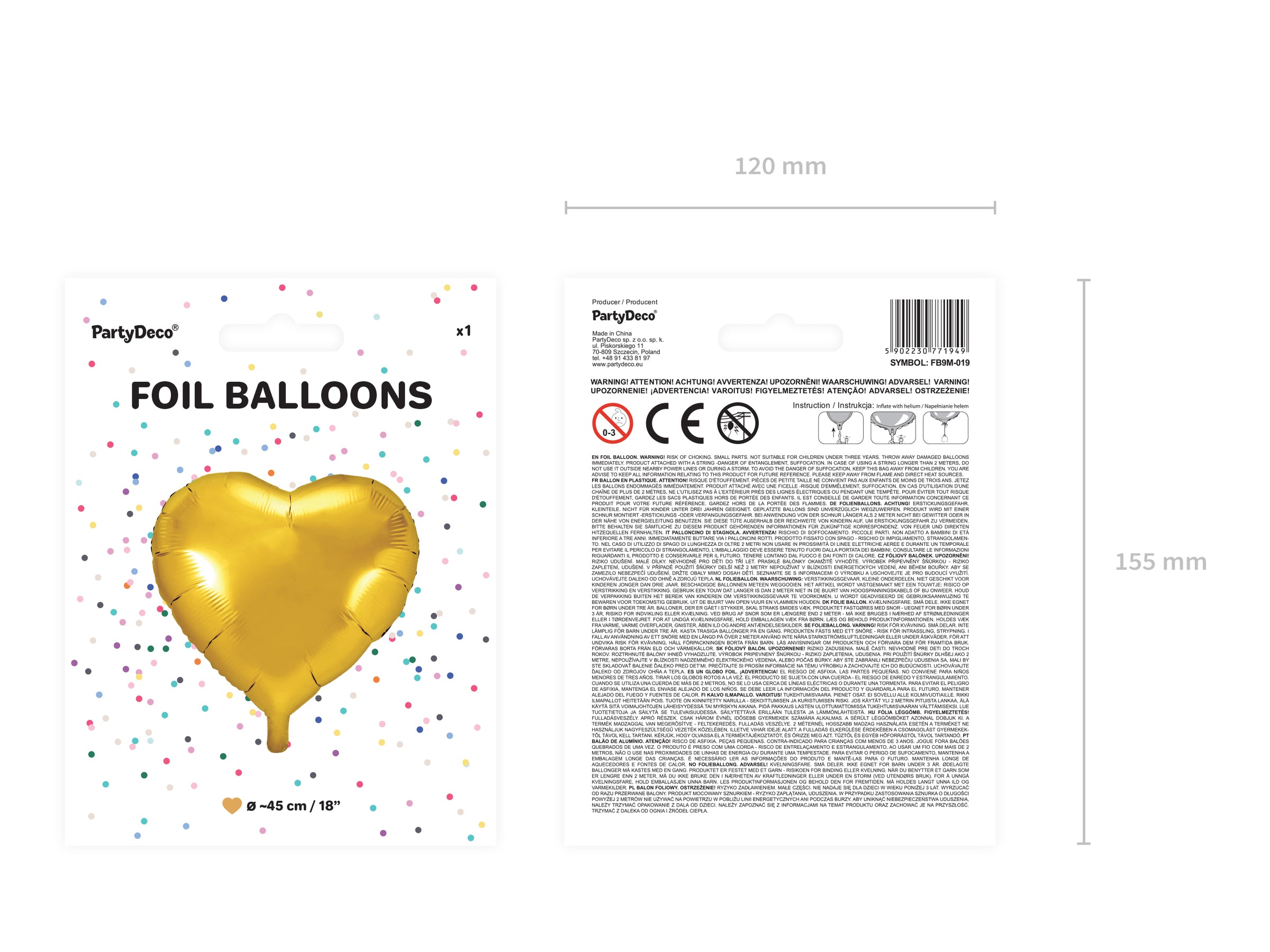 Ballon aluminium 45 cm en forme de cœur doré