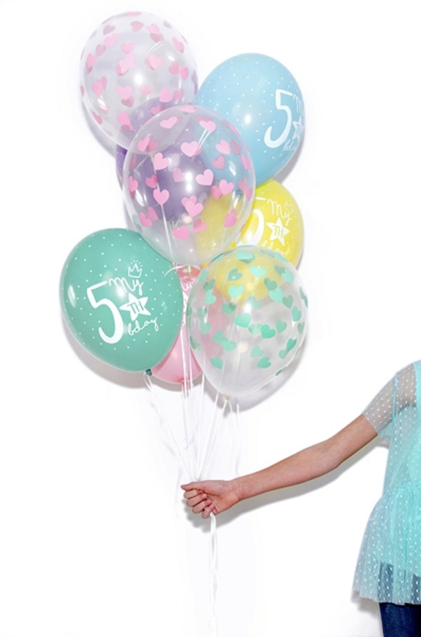 6 ballons avec coeurs verts (30 cm)