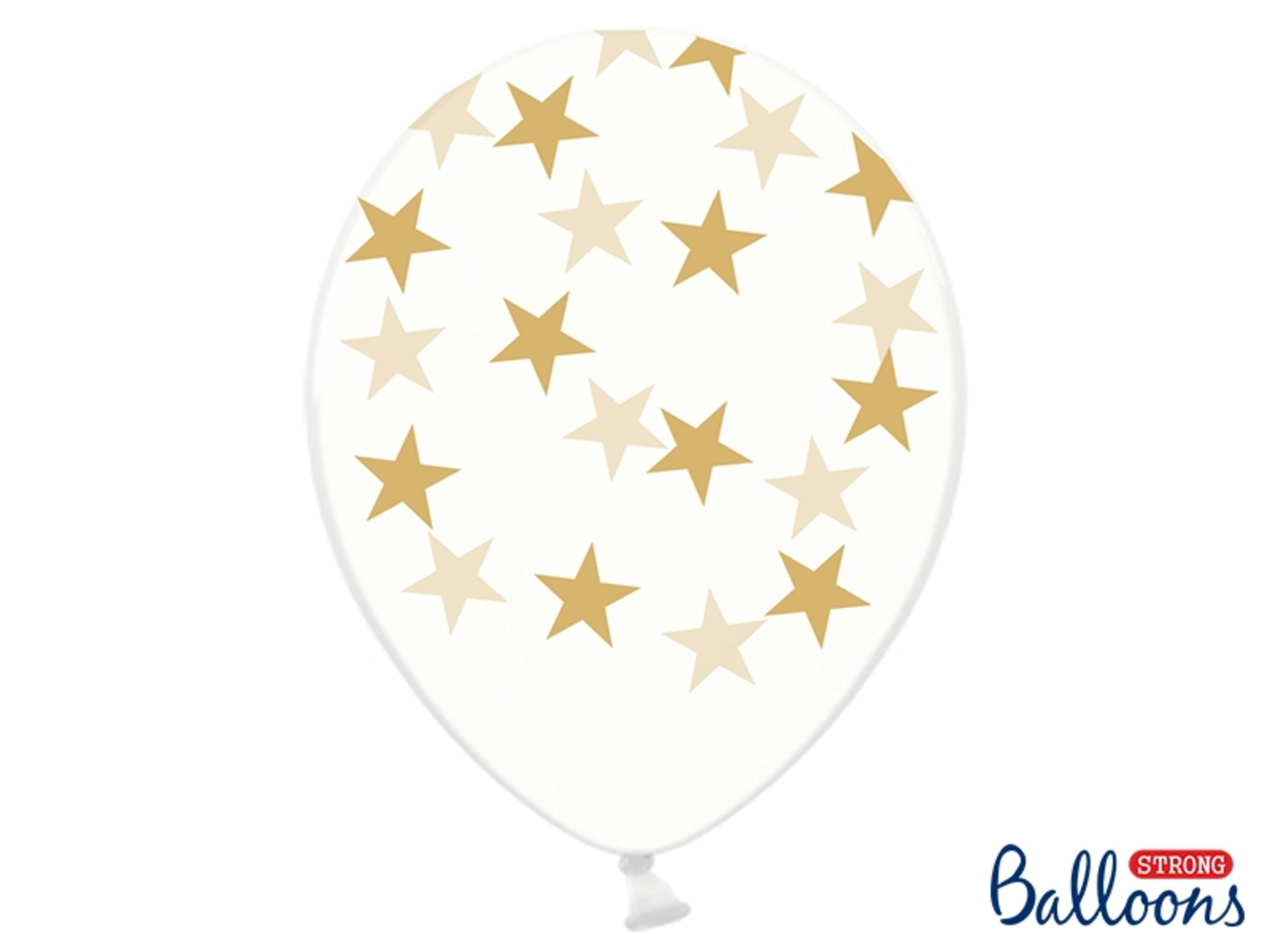 6 ballons transparentes avec étoiles dorées (30 cm)