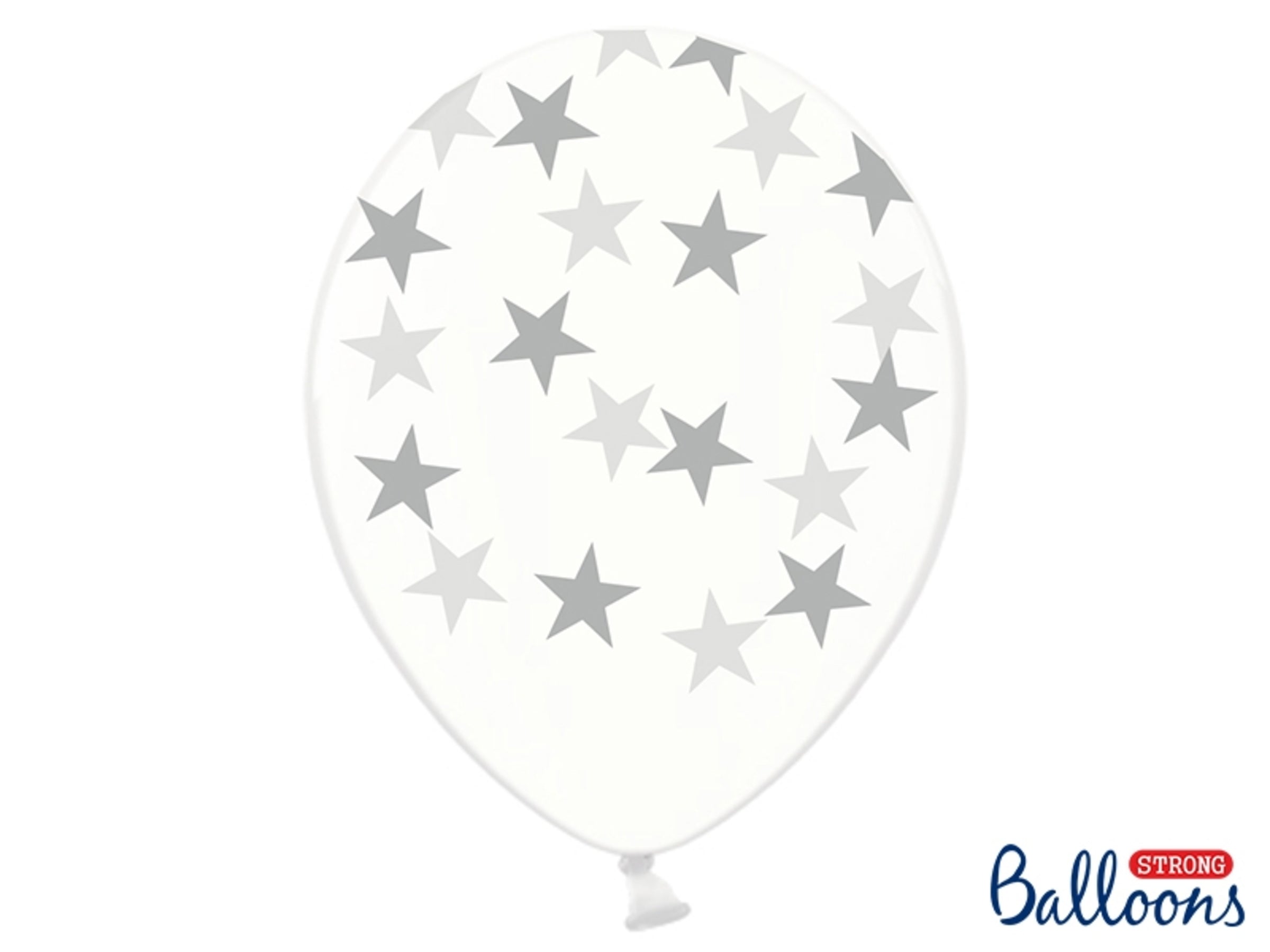 6 ballons transparents avec étoiles argentées (30 cm)