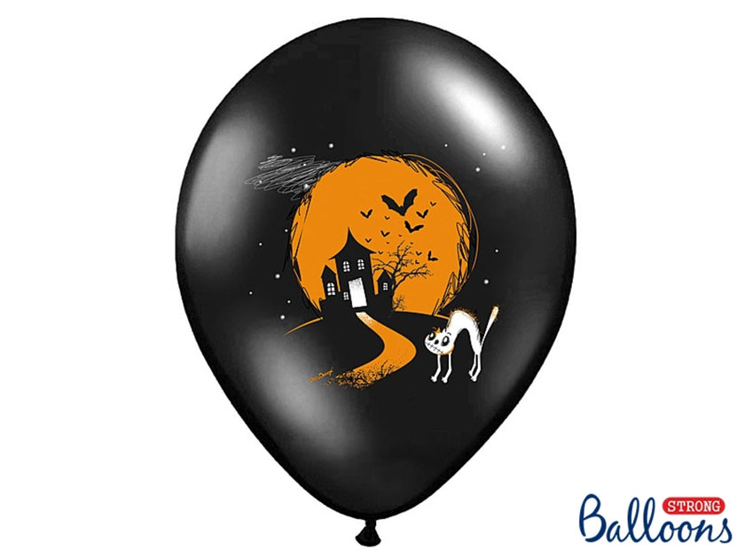 6 ballons en latex fantômes noir (30 cm)
