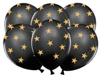 6 ballons noirs avec étoiles dorées (30 cm)