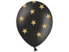 6 ballons noirs avec étoiles dorées (30 cm)