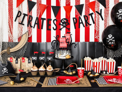6 ballons en latex fête pirate noir (30 cm) - Pirates Party