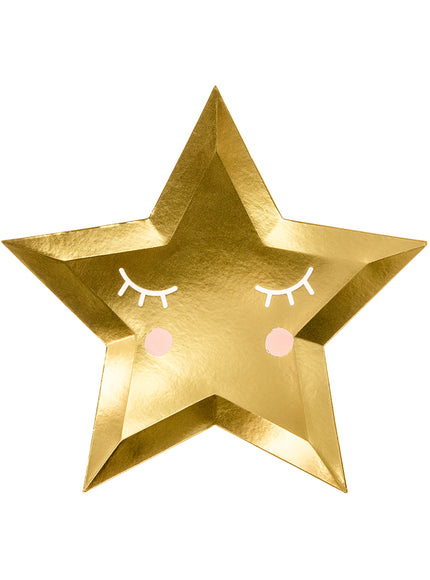 Assiettes en forme d'étoiles avec cils et blush - Little Star